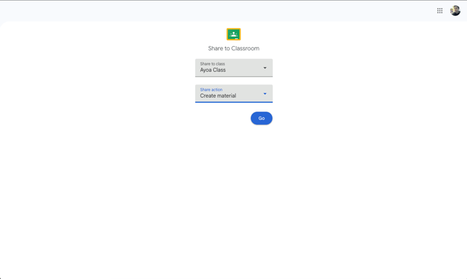 Screen 5 - classroom share options chosen