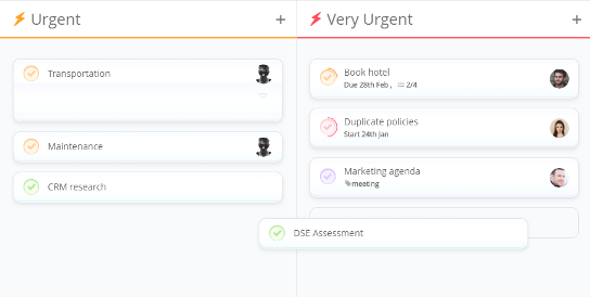 Moving task between the urgent and very urgent section.