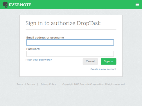 Create a new Evernote account