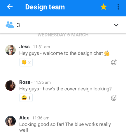 Once added, this will turn yellow and you will see this star next to the member’s avatar or Chat image in the Chat bar.