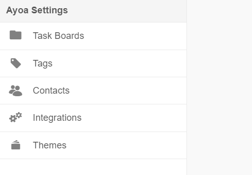 Ayoa's task board settings option