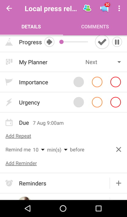  To adjust the Due Date, simply go back to the task information 