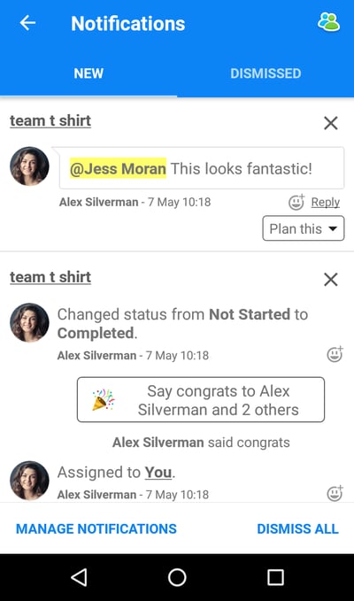 The new section of the notifications with messages.