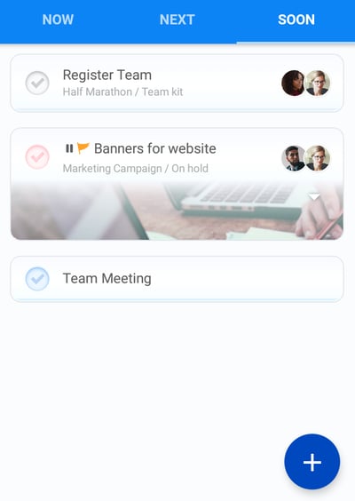 Task added to the Soon tab.