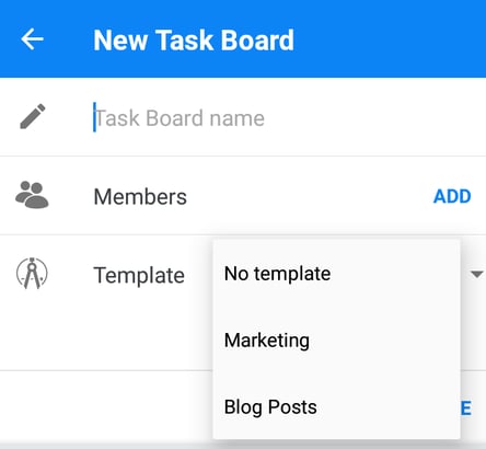 Creating board from existing template.