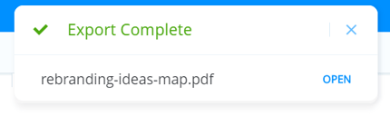 Window showing export completed.