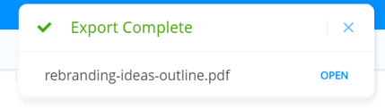 Window showing export was completed.