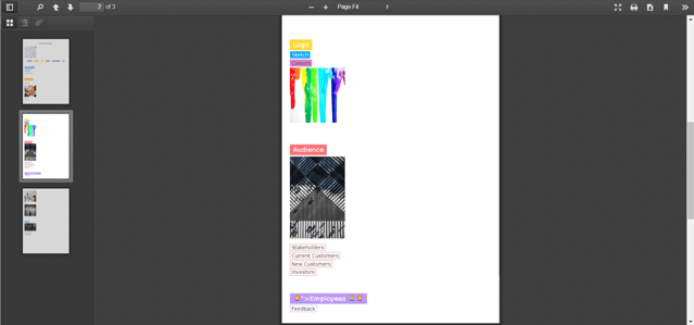 Preview of exported pdf text document. 