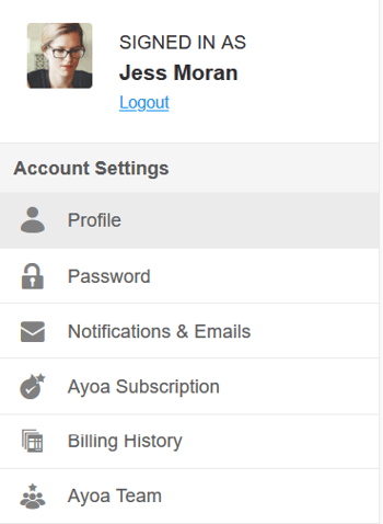 Selecting the Profile section.