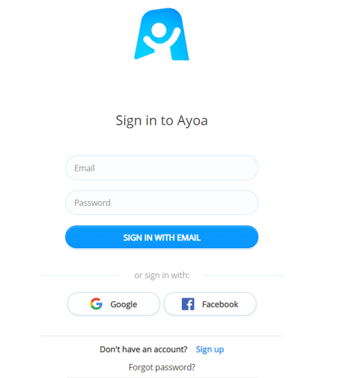 Signing in to Ayoa.