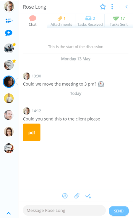 Selecting user from the chat side panel.