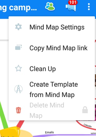 Tap 3 dot menu to open Mind Map settings.