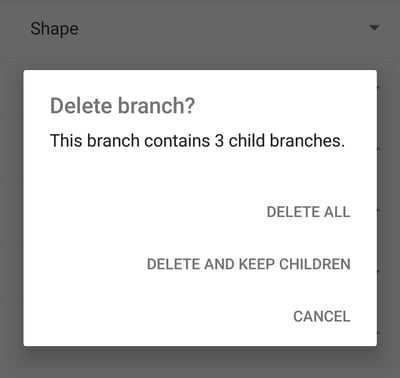 Showing delete option for multiple branches.