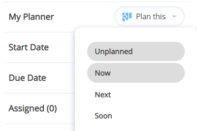 Selecting My planner status for the plan.