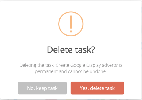 To delete the task, simply tap Delete Task.