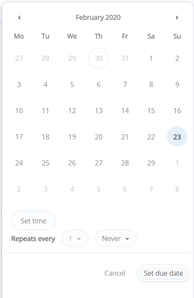 Selecting date.