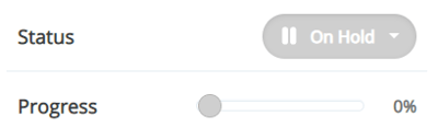 Selecting on hold status and paused progress section.