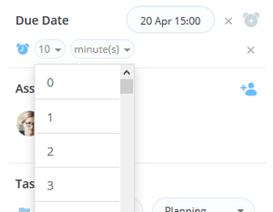 Selecting time for the reminder.