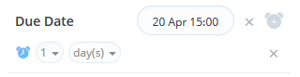 View of the due date with selected reminder set to 1 day.