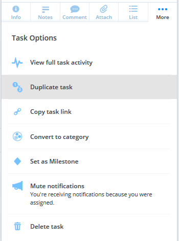 Select Duplicate Task.