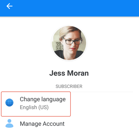 Then tap 'Change language'.