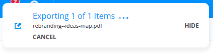 Window showing export in progress.