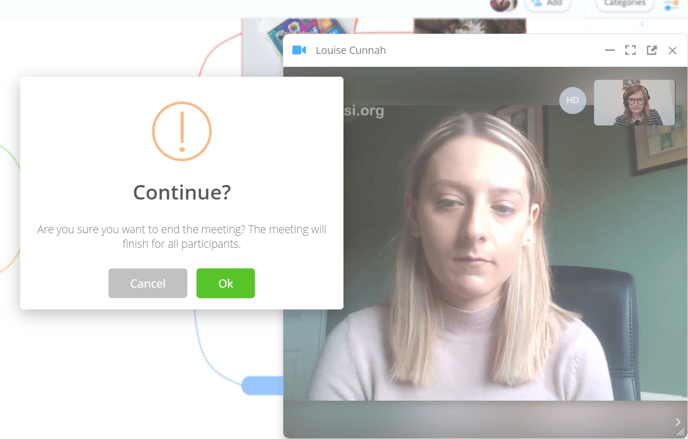 end the video call click X