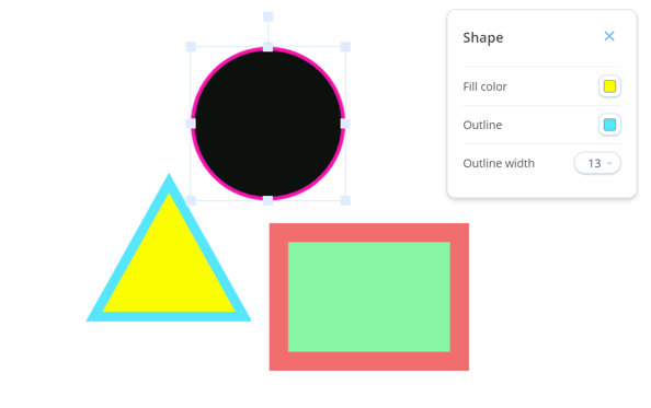 Selecting circle to make change to the shape.