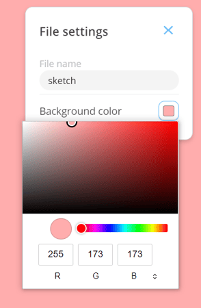 Selecting the background colour. 