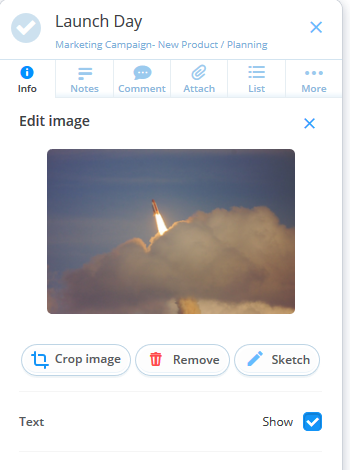 You can edit the image by choosing the Edit option, where you can crop the image or hide/show the text or add drawing. 