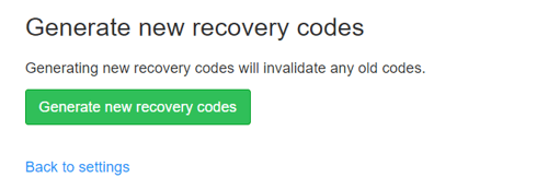 Generating recovery codes option.