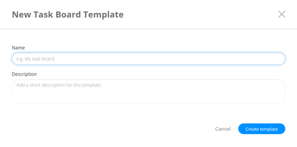 Naming the new task board template. 
