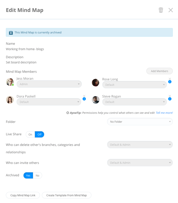 Mind Map's settings