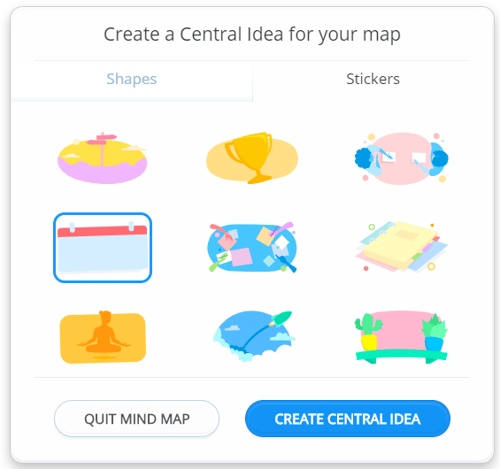 Click on your chosen sticker, then when you are happy with your choice click 'Create Central Idea'.