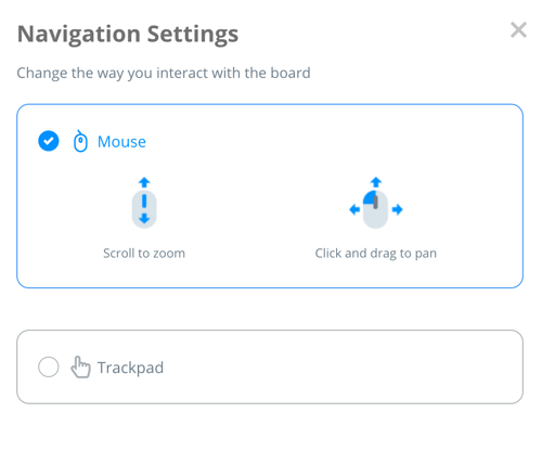 The options in the navigation settings.