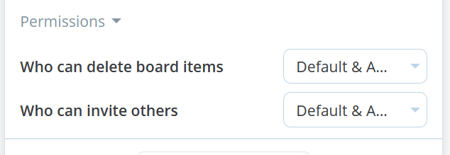 View of the general permissions for the board.