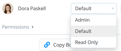 You can change individual permissions from default to either admin or read-only.