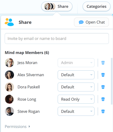 Share options with Open chat button.