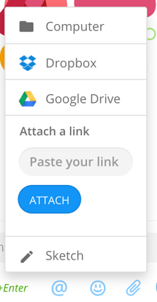 Menu with different attachment options and Sketch.