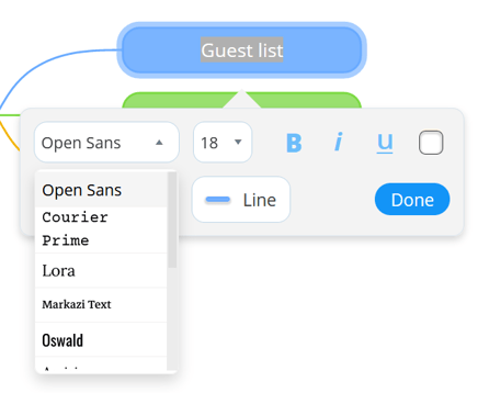 Click on 'Open Sans' to view the other font options