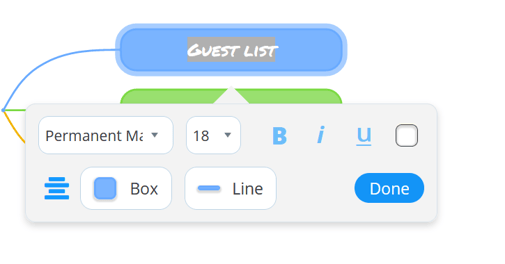 Click on the font to update the text on that branch