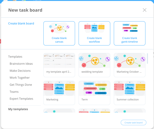 Selecting task board view.