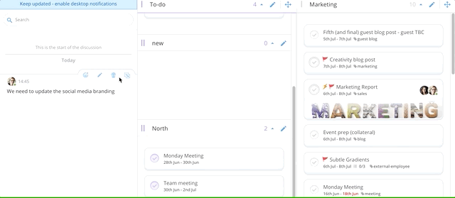 Then, drag from that icon to create a task.