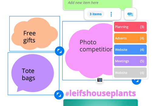 Selected notes with the option to add them as tasks to task categories.