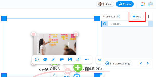 Selecting add option to add slides.