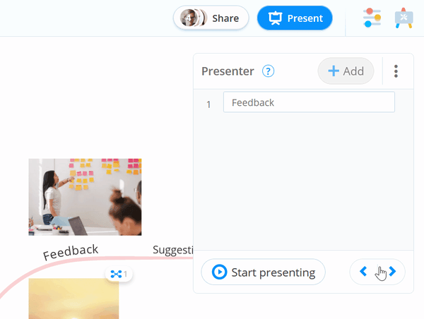 Removing slides by clicking on the x next to the slide.