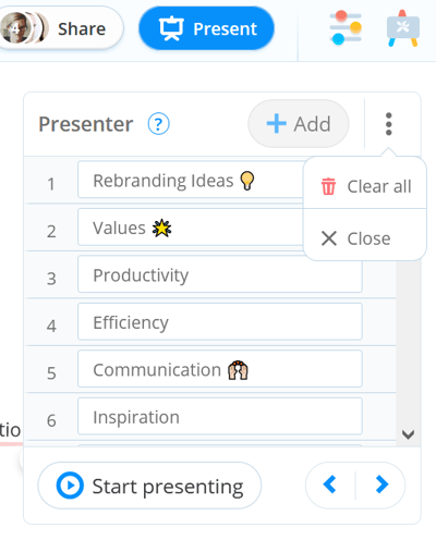 Clear all and Close options under the 3-dot icon.