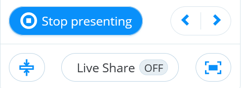 The stop presenting button with Live share option .