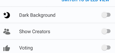Show creators option with the dot slider.