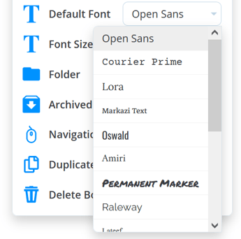 Click on your preferred default font for that mind map.
